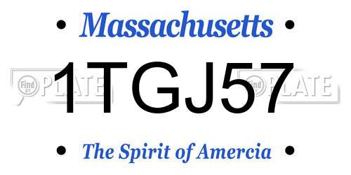 1TGJ57 Massachusetts License Plate