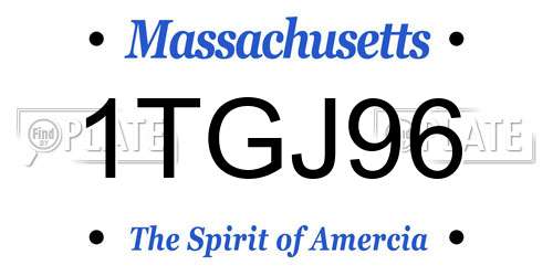 1TGJ96 Massachusetts License Plate