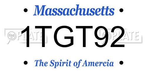 1TGT92 Massachusetts License Plate
