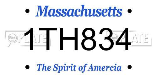 1TH834 Massachusetts License Plate