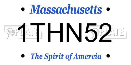 1THN52 Massachusetts License Plate