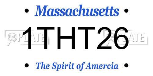 1THT26 Massachusetts License Plate
