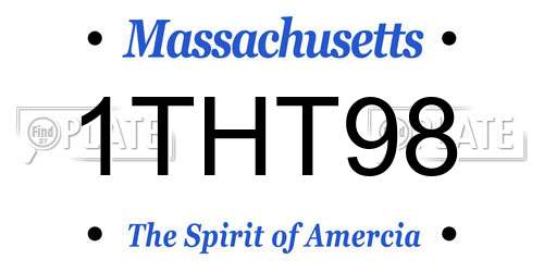 1THT98 Massachusetts License Plate