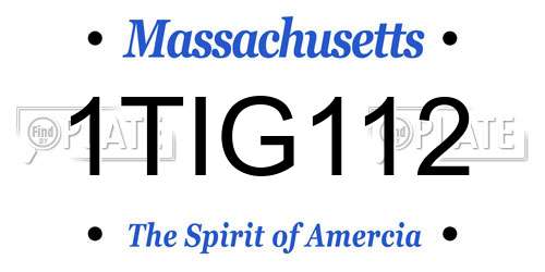 1TIG112 Massachusetts License Plate