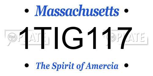 1TIG117 Massachusetts License Plate