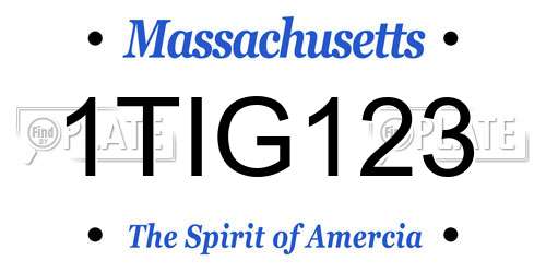 1TIG123 Massachusetts License Plate