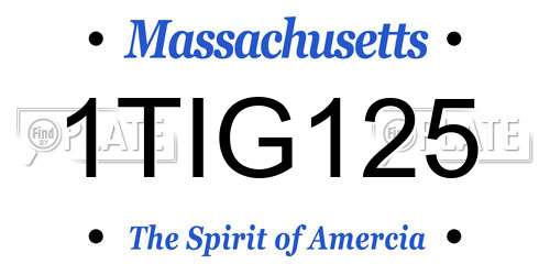 1TIG125 Massachusetts License Plate