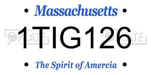 1TIG126 Massachusetts License Plate