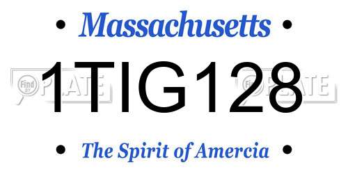 1TIG128 Massachusetts License Plate
