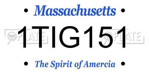 1TIG151 Massachusetts License Plate