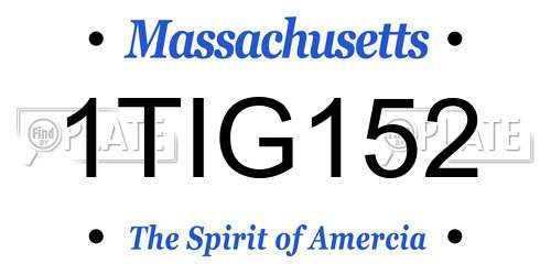 1TIG152 Massachusetts License Plate