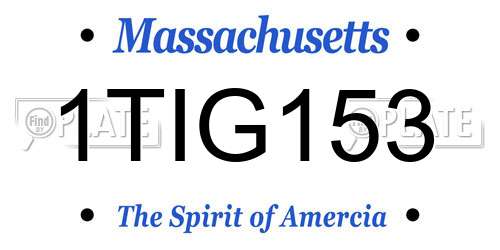 1TIG153 Massachusetts License Plate