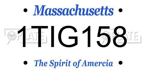 1TIG158 Massachusetts License Plate