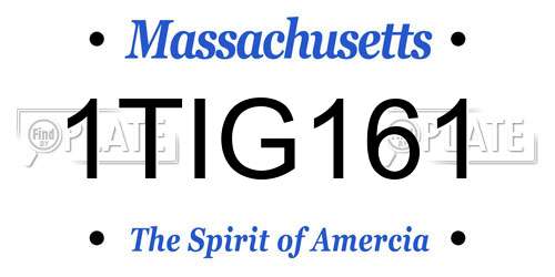 1TIG161 Massachusetts License Plate