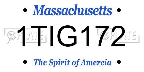 1TIG172 Massachusetts License Plate