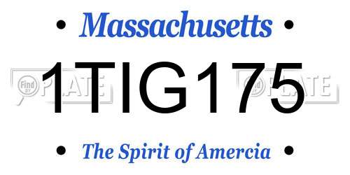 1TIG175 Massachusetts License Plate