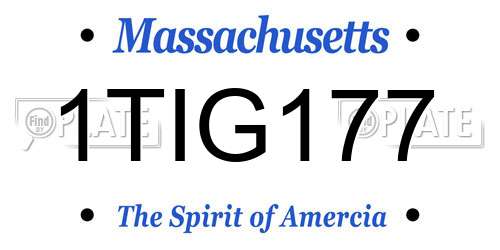 1TIG177 Massachusetts License Plate