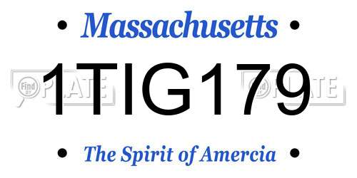1TIG179 Massachusetts License Plate