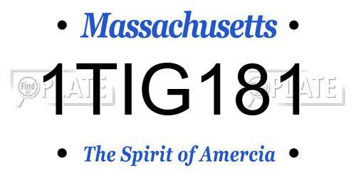 1TIG181 Massachusetts License Plate