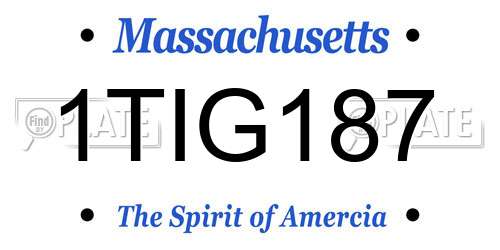 1TIG187 Massachusetts License Plate