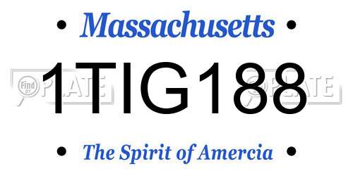 1TIG188 Massachusetts License Plate