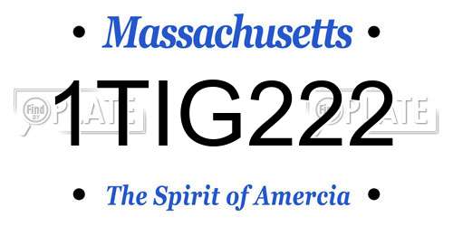 1TIG222 Massachusetts License Plate