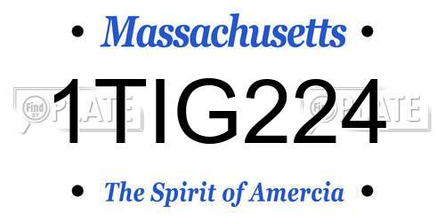 1TIG224 Massachusetts License Plate