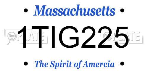 1TIG225 Massachusetts License Plate