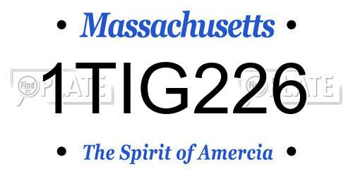 1TIG226 Massachusetts License Plate