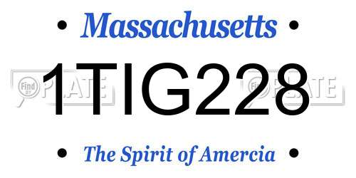 1TIG228 Massachusetts License Plate