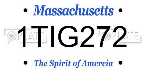 1TIG272 Massachusetts License Plate
