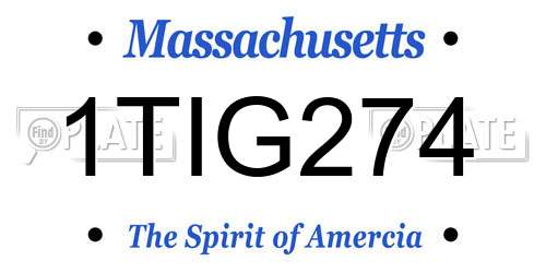 1TIG274 Massachusetts License Plate