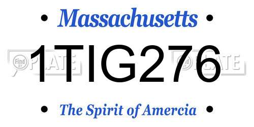 1TIG276 Massachusetts License Plate