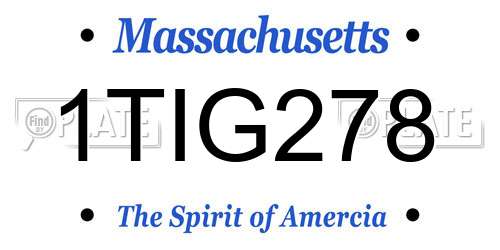 1TIG278 Massachusetts License Plate
