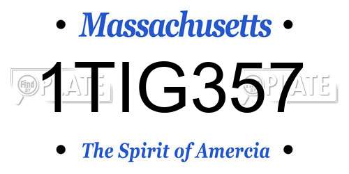 1TIG357 Massachusetts License Plate