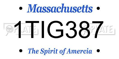 1TIG387 Massachusetts License Plate