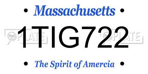 1TIG722 Massachusetts License Plate