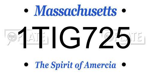 1TIG725 Massachusetts License Plate