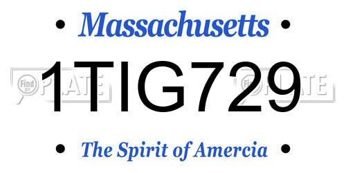 1TIG729 Massachusetts License Plate