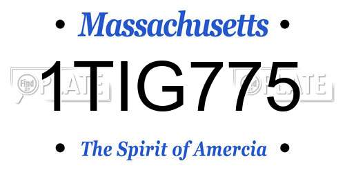 1TIG775 Massachusetts License Plate