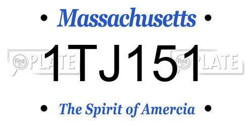 1TJ151 Massachusetts License Plate