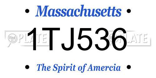 1TJ536 Massachusetts License Plate