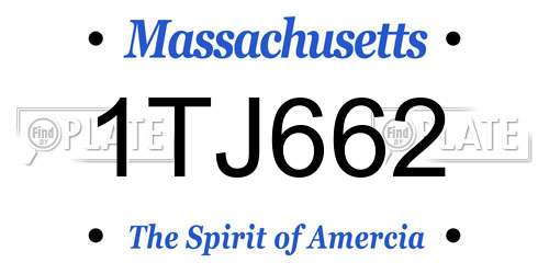 1TJ662 Massachusetts License Plate