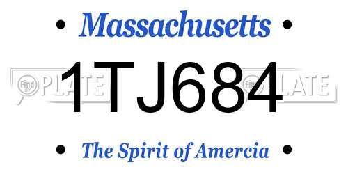 1TJ684 Massachusetts License Plate