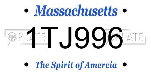 1TJ996 Massachusetts License Plate
