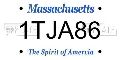 1TJA86 Massachusetts License Plate