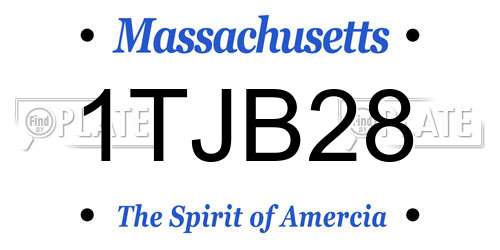 1TJB28 Massachusetts License Plate