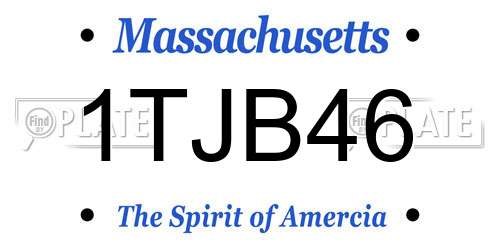 1TJB46 Massachusetts License Plate