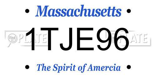 1TJE96 Massachusetts License Plate