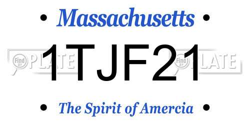 1TJF21 Massachusetts License Plate